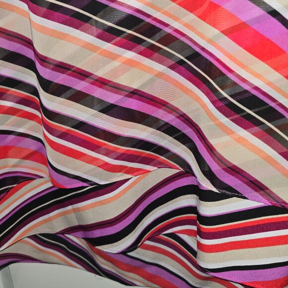 Dana Buchman Blouse Red Purple Black Tan Sheer Top Wrap Layered Size XL - Picture 3 of 6